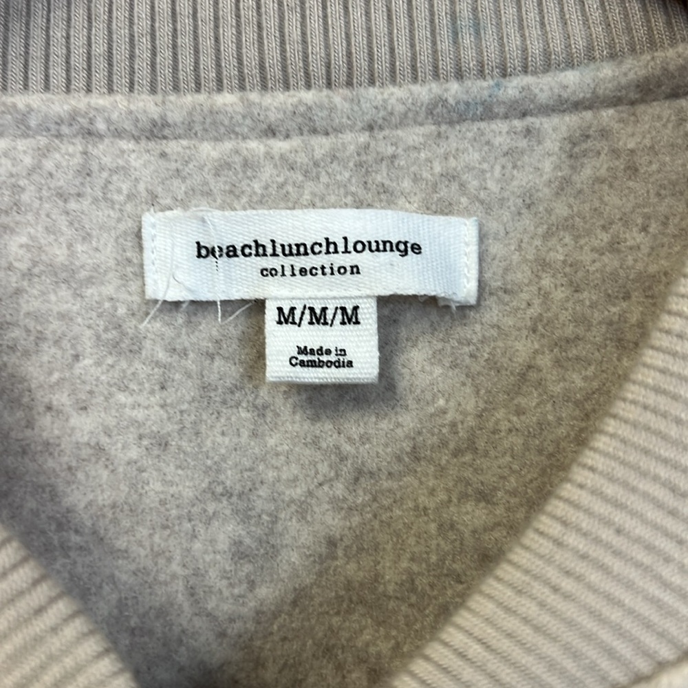 Cream Crop Varsity Style Jacket Beachlunchlounge Sz M - Picture 2 of 8